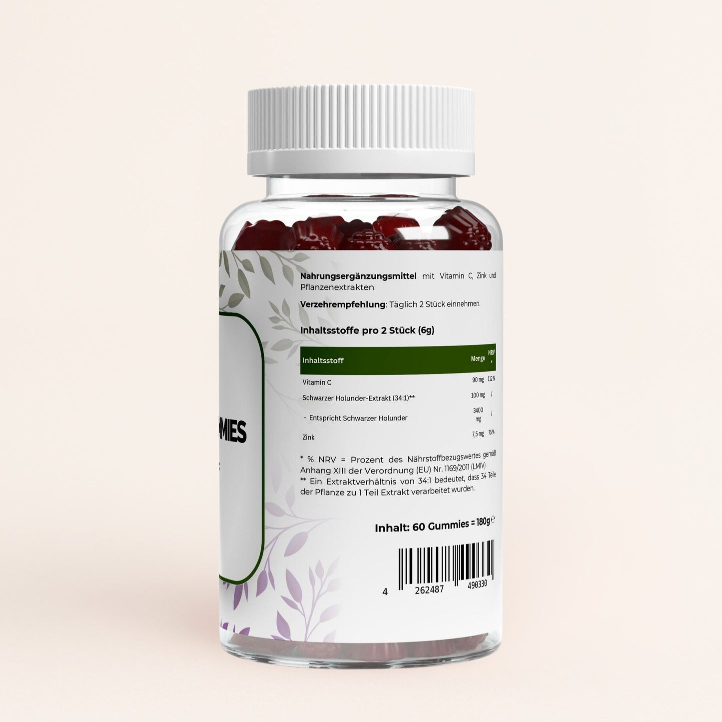 Holunder + Vitamin C + Zink Gummies - 60 Stk.