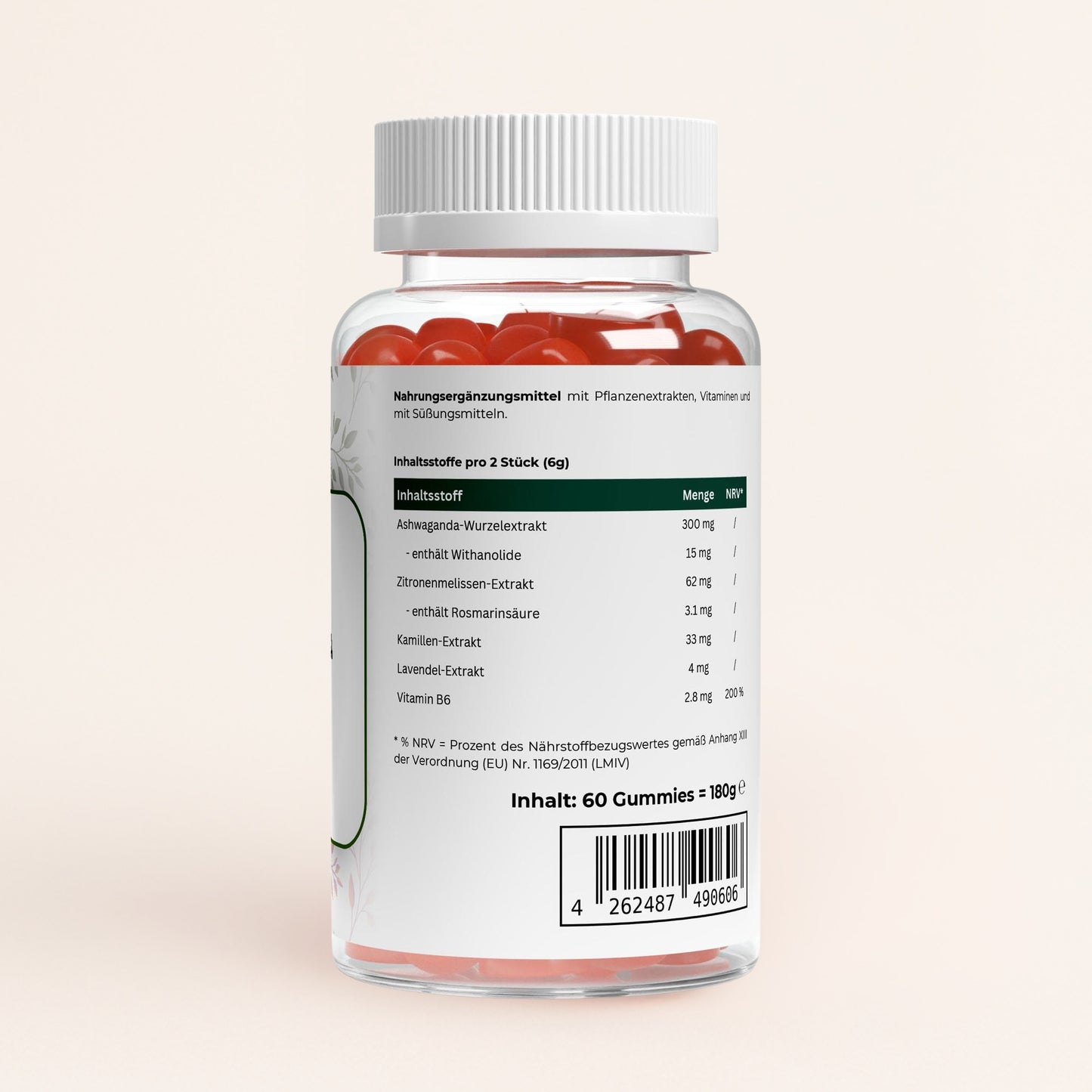 Premium Ashwagandha Gummies 300 + Vitamin B6,- 60 Stk