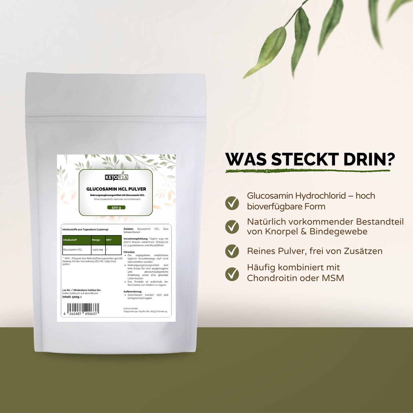 Glucosamin Pulver - 500g Doypack