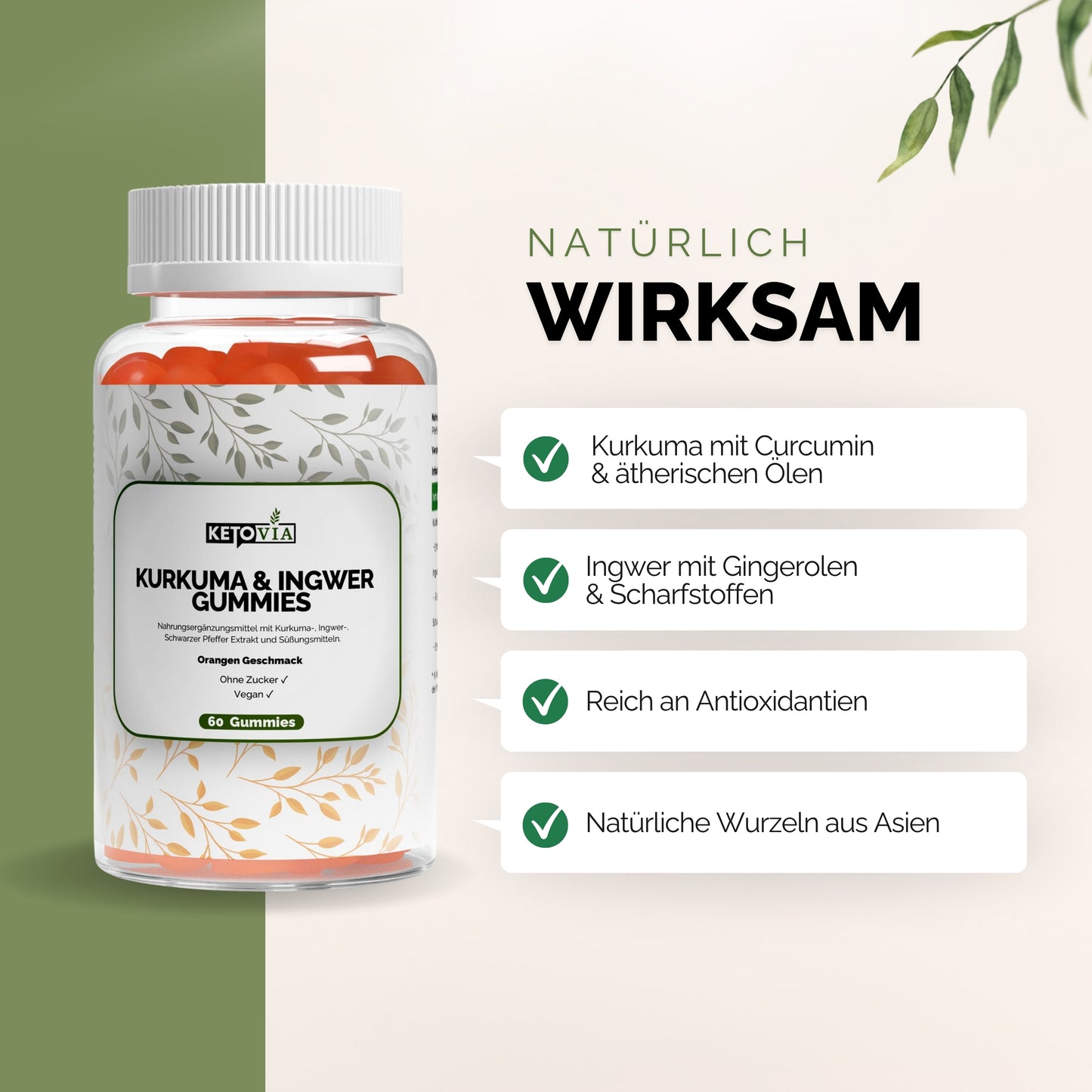 Kurkuma + Ingwer + Schwarzer Pfeffer Gummies - 60 Stk.