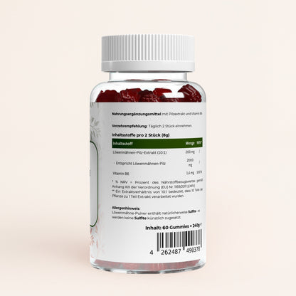 Löwenmähne + Vitamin B6 Gummies - 60 Stk.